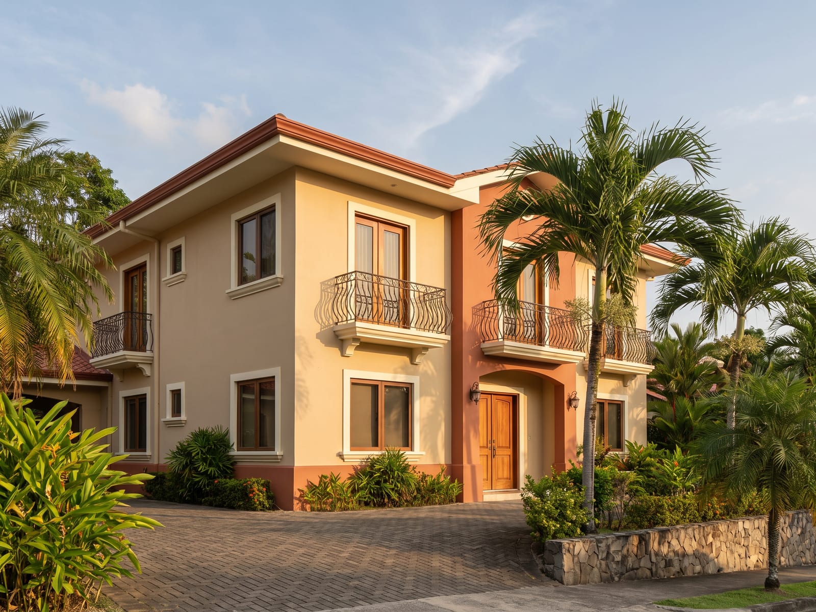 Fachada de vivienda recién pintada en Panamá