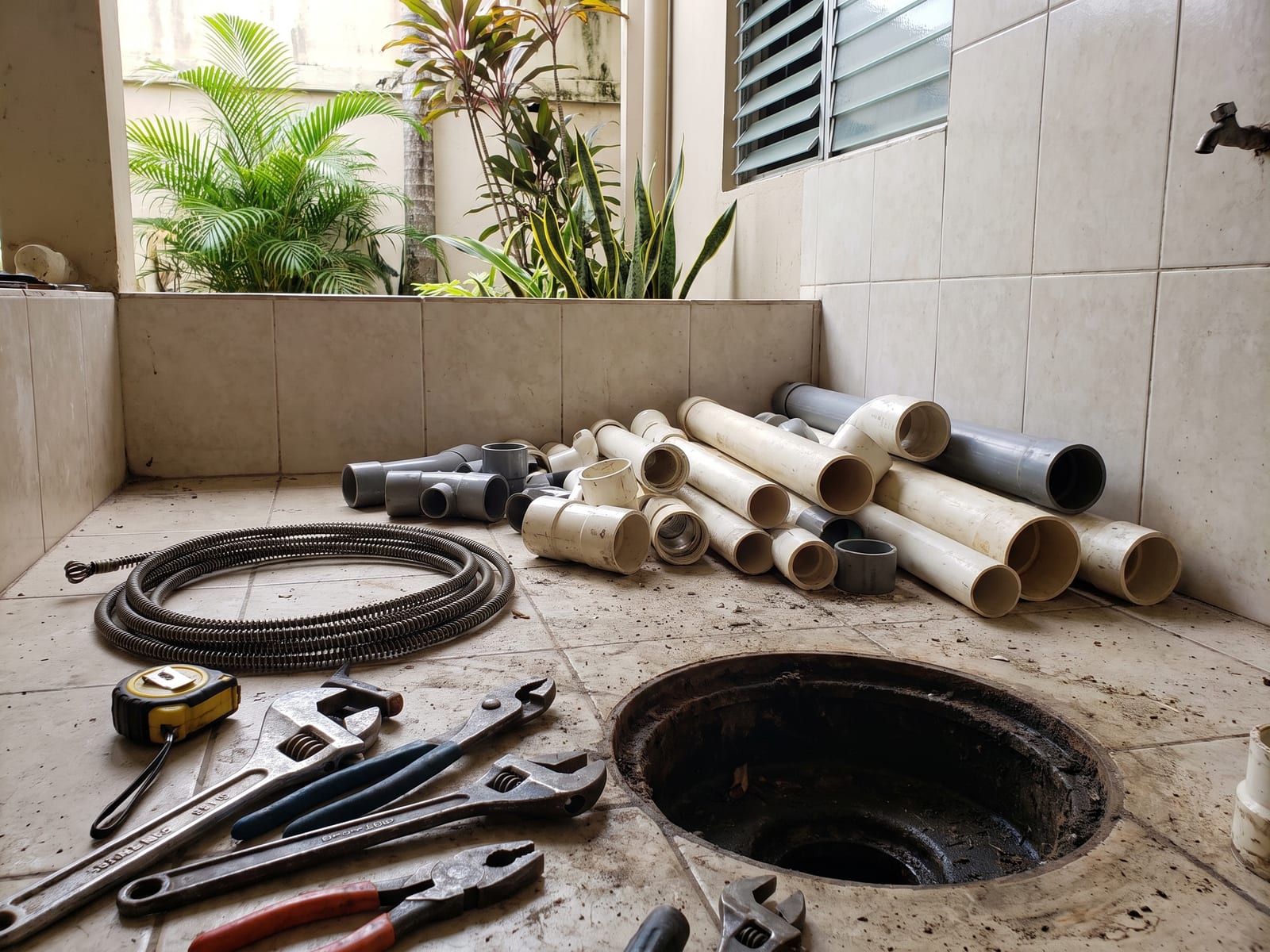 Instalación de plomería y sistema sanitario en una vivienda de Panamá